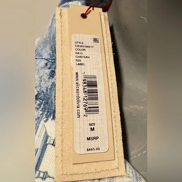 Alice + Olivia Scenic Blue and White Jean Jacket - Picture 4 of 6